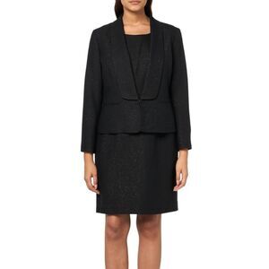 NWT LE SUIT Black Metallic Shimmer Dress Jacket Blazer Set Sz 8